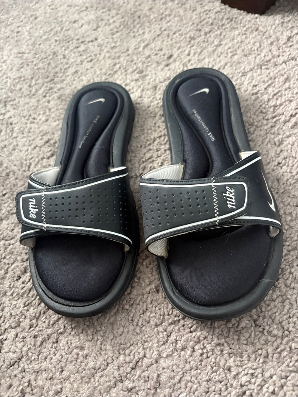 Nike Black Slide Sandals with White Trim